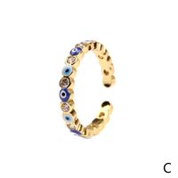 Fashion Devil's Eyes Stacked Oil Drop Open Copper Inlaid Zircon Ring Wholesale Nihaojewelry sku image 3
