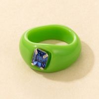 Simple Solid Color Inlaid Rhinestone Transparent Resin Ring Wholesale Nihaojewelry sku image 1