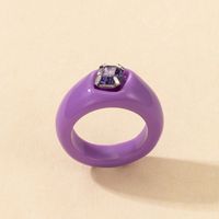 Simple Solid Color Inlaid Rhinestone Transparent Resin Ring Wholesale Nihaojewelry sku image 2