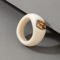 Simple Solid Color Inlaid Rhinestone Transparent Resin Ring Wholesale Nihaojewelry sku image 3