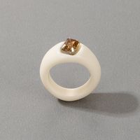 Simple Solid Color Inlaid Rhinestone Transparent Resin Ring Wholesale Nihaojewelry main image 5