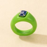 Simple Solid Color Inlaid Rhinestone Transparent Resin Ring Wholesale Nihaojewelry main image 3