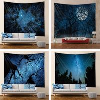 Night Starry Sky Forest Landscape Room Bedroom Tapestry Wholesale Nihaojewelry main image 1