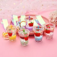 Creative Floating Strawberry Milk Tea Cup Keychain Gros Nihaojewelry main image 5