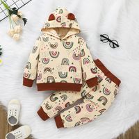 Cartoon Rainbow Print Long-sleeved Children's Top Trousers Two-piece Set Wholesale Nihaojewelry main image 1