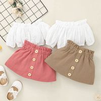 Fashion Long-sleeved One-shoulder Blouse Skirt Baby Suit Wholesale Nihaojewelry main image 1