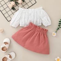 Fashion Long-sleeved One-shoulder Blouse Skirt Baby Suit Wholesale Nihaojewelry main image 3