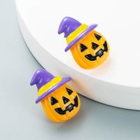 Halloween Pumpkin Head White Ghost Shape Stud Earrings Wholesale Nihaojewelry main image 3