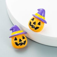 Halloween Pumpkin Head White Ghost Shape Stud Earrings Wholesale Nihaojewelry main image 5