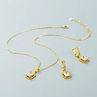 Simple Square Zircon Pendant Copper Necklace Earrings Set Wholesale Jewelry Nihaojewelry main image 4