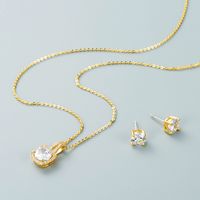 Fashion Round Zircon Pendant Copper Necklace Earrings Set Wholesale Jewelry Nihaojewelry main image 3