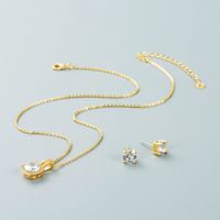 Fashion Round Zircon Pendant Copper Necklace Earrings Set Wholesale Jewelry Nihaojewelry main image 5