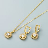 Fashion Zircon Pendant Copper Necklace Earrings Set Wholesale Jewelry Nihaojewelry main image 3