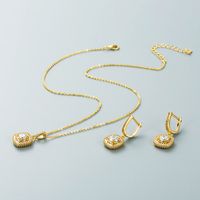 Fashion Zircon Pendant Copper Necklace Earrings Set Wholesale Jewelry Nihaojewelry main image 4