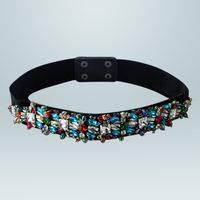 Baroque Black Elastic Fabric Diamond Belt Wholesale Nihaojewelry sku image 1