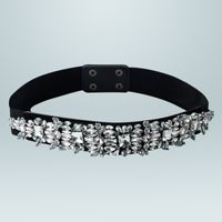 Baroque Black Elastic Fabric Diamond Belt Wholesale Nihaojewelry sku image 2