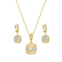 Fashion Zircon Pendant Copper Necklace Earrings Set Wholesale Jewelry Nihaojewelry sku image 1