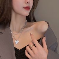 Peach Heart Pendant Double Layered Hip Hop Style Necklace Wholesale Jewelry Nihaojewelry main image 2