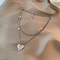 Peach Heart Pendant Double Layered Hip Hop Style Necklace Wholesale Jewelry Nihaojewelry main image 3