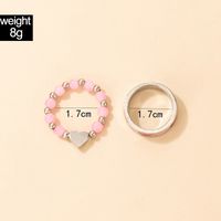 Boho Pink Beads Peach Heart Two-piece Ring Wholesale Nihaojewelry main image 3