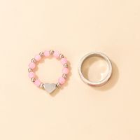 Boho Pink Beads Peach Heart Two-piece Ring Wholesale Nihaojewelry main image 8