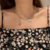Butterfly Heart Shape Pendant Punk Style Necklace Wholesale Jewelry Nihaojewelry main image 1