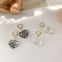 Handmade Black White Ripple Glass Heart Pendant Earrings Wholesale Nihaojewelry main image 1