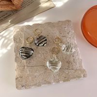 Handmade Black White Ripple Glass Heart Pendant Earrings Wholesale Nihaojewelry main image 3