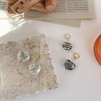 Handmade Black White Ripple Glass Heart Pendant Earrings Wholesale Nihaojewelry main image 4