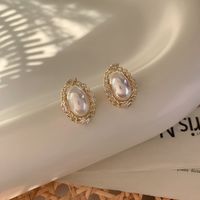 Boucles D&#39;oreilles Vintage En Perles Ovales En Gros Nihaojewelry main image 3