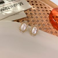 Boucles D&#39;oreilles Vintage En Perles Ovales En Gros Nihaojewelry main image 4