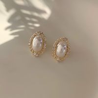 Boucles D&#39;oreilles Vintage En Perles Ovales En Gros Nihaojewelry main image 6