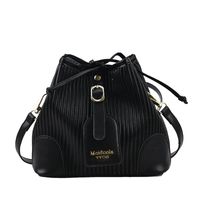 Fashion Contrast Color Stitching Striped Fold Bucket Shoulder Bag Wholesale Nihaojewelry main image 3
