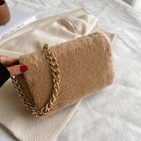 Simple Fashion Solid Color Plush Chain Shoulder Square Bag Wholesale Nihaojewelry main image 2