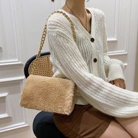 Simple Fashion Solid Color Plush Chain Shoulder Square Bag Wholesale Nihaojewelry main image 6