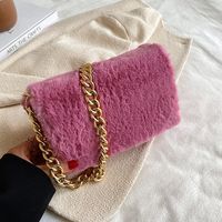 Simple Fashion Solid Color Plush Chain Shoulder Square Bag Wholesale Nihaojewelry main image 5