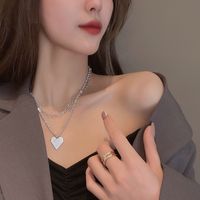 Peach Heart Pendant Double Layered Hip Hop Style Necklace Wholesale Jewelry Nihaojewelry sku image 1