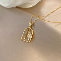 Geometric Ballet Girl Titanium Steel Zircon Pendant Necklace Wholesale Jewelry Nihaojewelry sku image 1