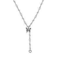 Butterfly Heart Shape Pendant Punk Style Necklace Wholesale Jewelry Nihaojewelry sku image 1