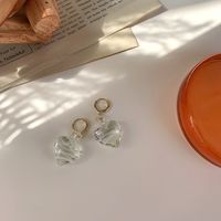 Handmade Black White Ripple Glass Heart Pendant Earrings Wholesale Nihaojewelry sku image 1