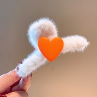 Korean Style Plush Heart Shape Catch Clip Wholesale Nihaojewelry sku image 6