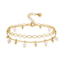 Neues 18k Echtes Gold Weißer Zirkon Mehrschichtiges Verstellbares Armband Großhandel Nihaojewelry main image 1