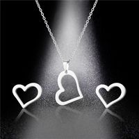 Hollow Heart-shaped Stainless Steel Earrings Necklace Set Wholesale Nihaojewelry main image 3