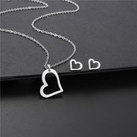 Hollow Heart-shaped Stainless Steel Earrings Necklace Set Wholesale Nihaojewelry main image 4