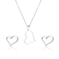 Hollow Heart-shaped Stainless Steel Earrings Necklace Set Wholesale Nihaojewelry main image 6
