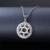 Cross-border Sold Jewelry Hip Hop Hexagram Necklace Trendy Women's Clay Diamond Necklace Pendant Short Xingx Clavicle Chain Accessories main image 1