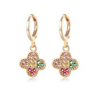 Fashion Vintage Color Inlaid Zircon Four-leaf Clover Earrings Wholesale Nihaojewelry main image 1