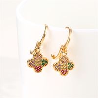 Fashion Vintage Color Inlaid Zircon Four-leaf Clover Earrings Wholesale Nihaojewelry main image 4