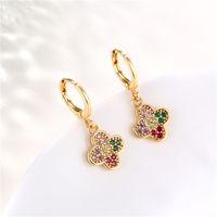 Fashion Vintage Color Inlaid Zircon Four-leaf Clover Earrings Wholesale Nihaojewelry main image 5