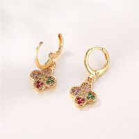 Fashion Vintage Color Inlaid Zircon Four-leaf Clover Earrings Wholesale Nihaojewelry main image 6
